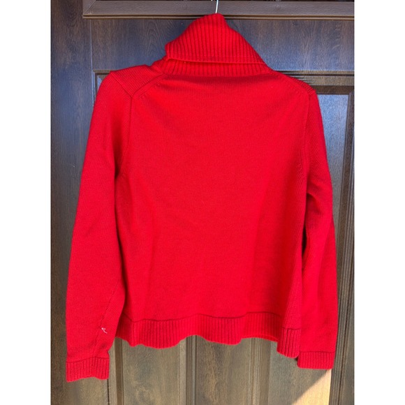 New Women's J.Crew Solid Red Turtleneck Merino Wool Blend Knit Sweater SZ M - Picture 3 of 6